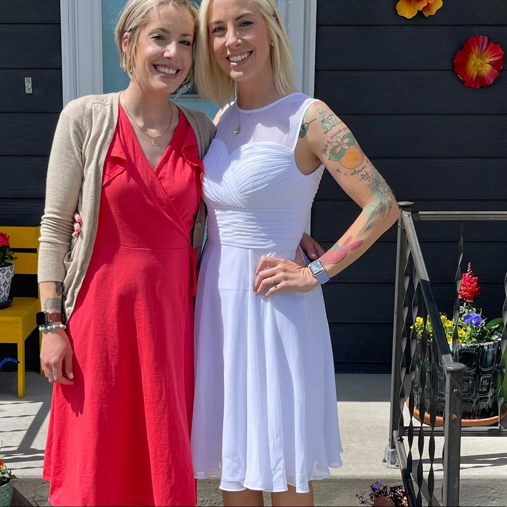 Azazie Scarlett dress in white. Size A6 beautiful bridal shower dress. Worn once - Picture 5 of 5